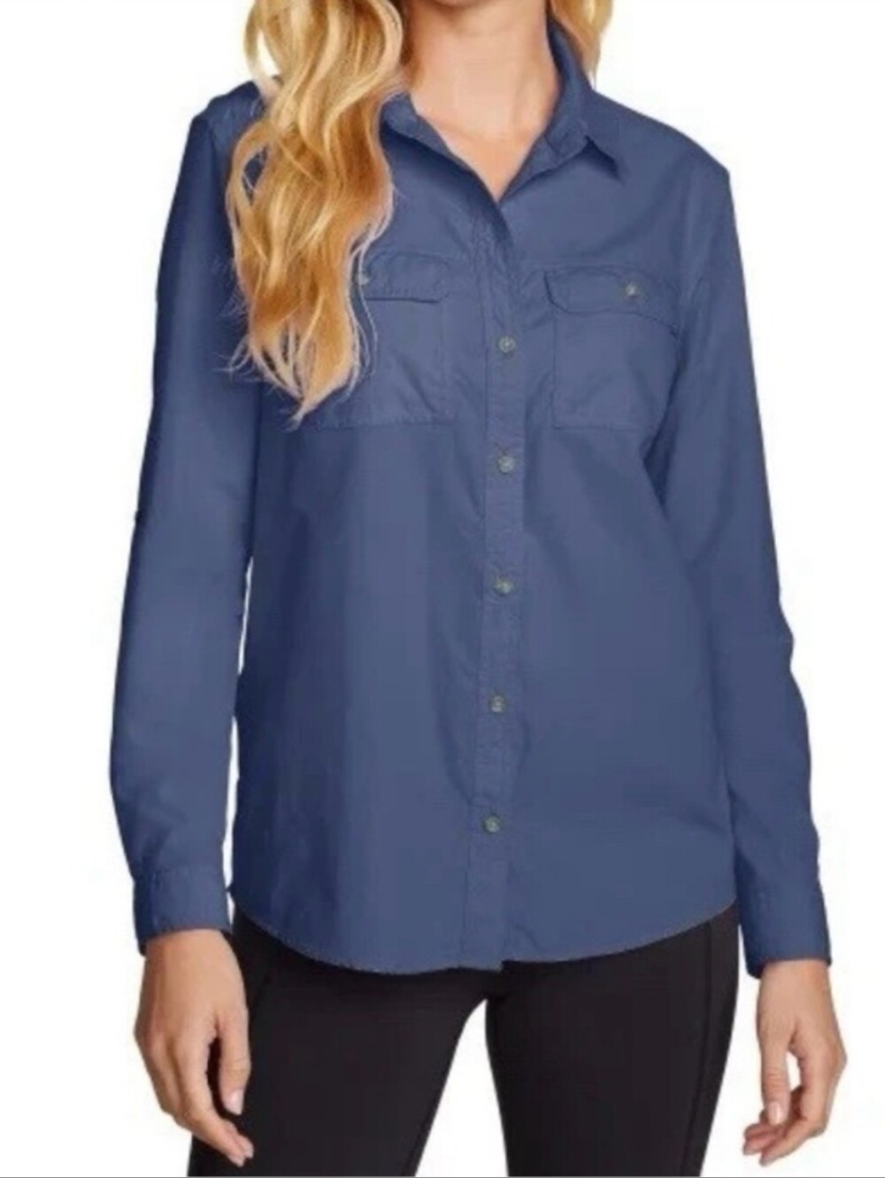Eddie Bauer Light Blue Long-Sleeve Ripstop Shirt